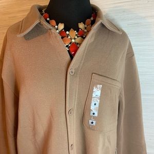 NWT Roma By Rosee Button Down Top in Mocha Size Large.